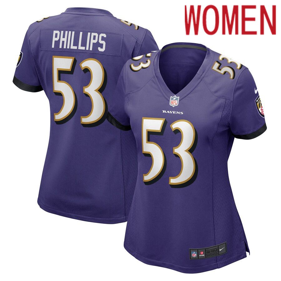 Women Baltimore Ravens #53 Del Shawn Phillips Nike Purple Game Player NFL Jersey